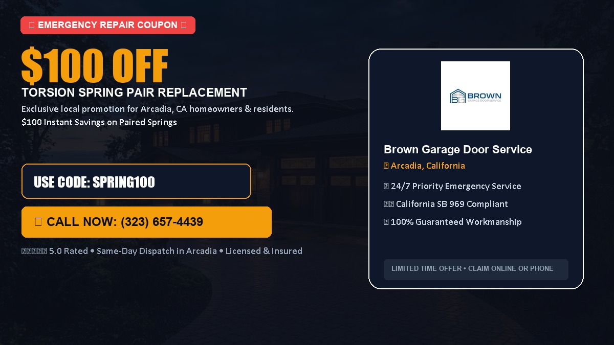 $100 OFF Heavy-Duty Torsion Spring Pair Replacement in Arcadia, CA